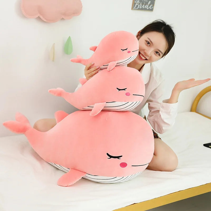 Kawaii Soft Whale Plush Toy Cartoon Animal Fish Stuffed Doll Sleeping Pillow Cushion