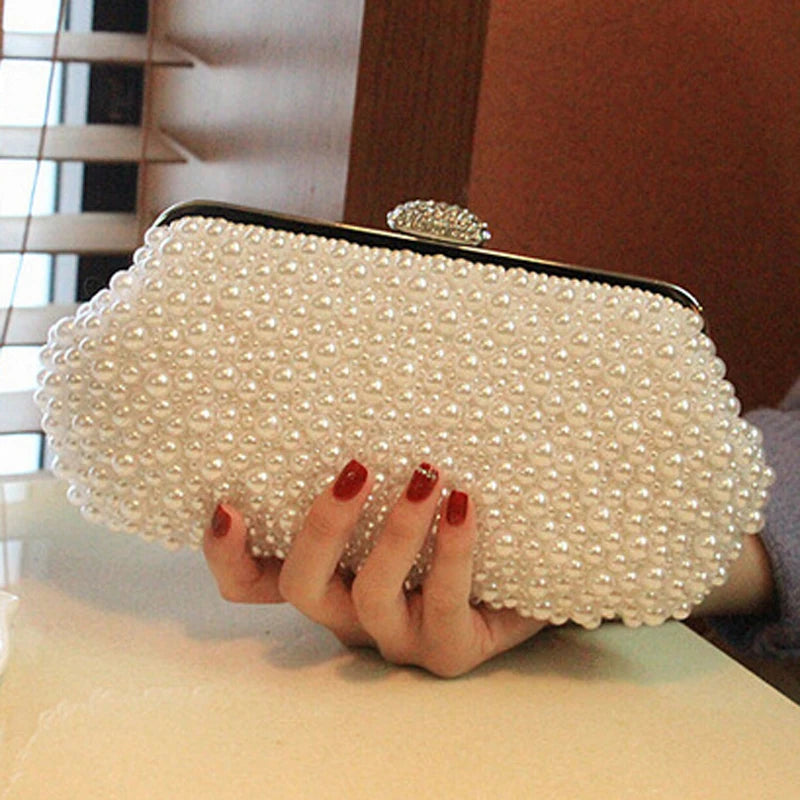 vintage evening bags imitation pearl shell women bag