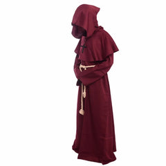 Free shipping Monk Hooded Robes Cloak Cape Friar Medieval Renaissance Priest Men Costume COS