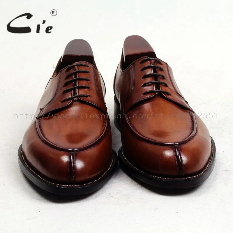 Bespoke Custom Handmade Genuine Calf Leather Outsole Breathable Lacing Men's Derby shoe Brown