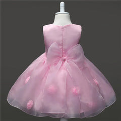 New Born Lovely Girls Sleeveless White Pink Dress