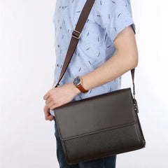 Fashion Black Briefcase Men's Messenger bag Soft PU Leather Shoulder bag