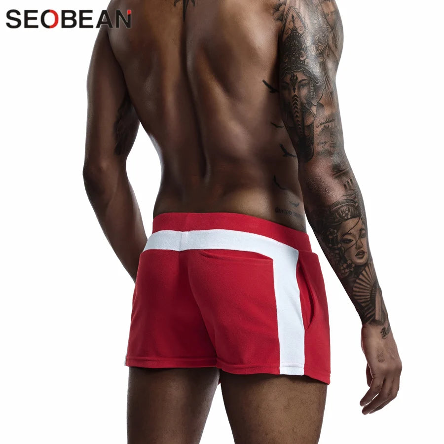 SEOBEAN Men Homewear Shorts  Casual Short Pants