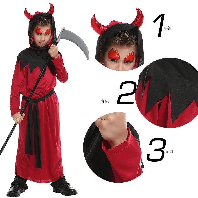 Kids Boys Ghost Red Devil Costume Easter Christmas Carnival Halloween