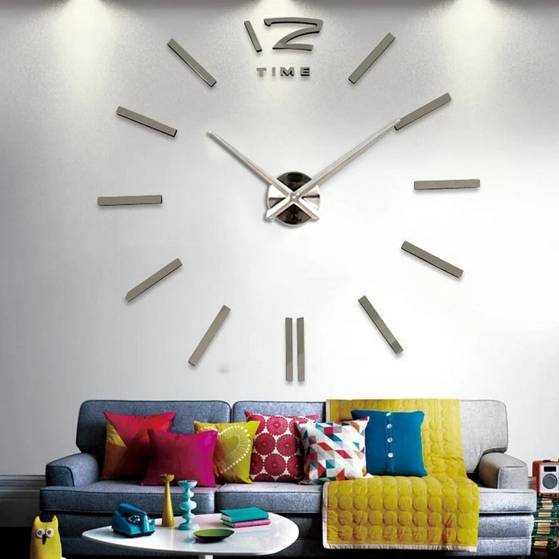 clocks horloge watch Acrylic mirror Wall Stickers real  Quartz Living Room Modern 3D DIY Bell