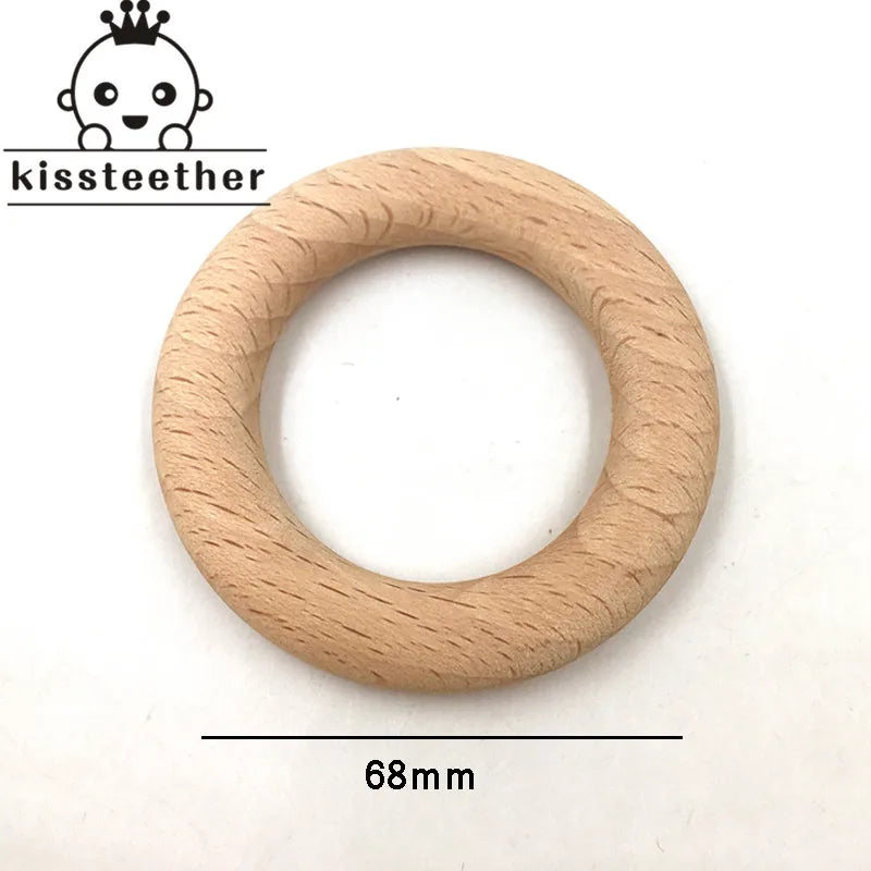 Nature Beech Wooden Ring Teether Baby  Wood Beads