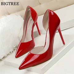 BIGTREE Shoes New Patent Leather Woman Pumps Pointed Stiletto Fashion Women Work Shoes