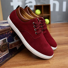 Men Flats Shoes Male Leather Casual Breathable Shoes Lace-Up