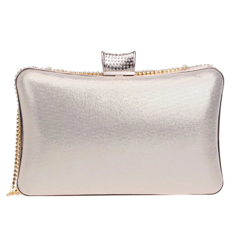 Diamonds Beaded Metal Evening Bags Chain Shoulder Messenger Purse Evening Bags For Wedding Bag