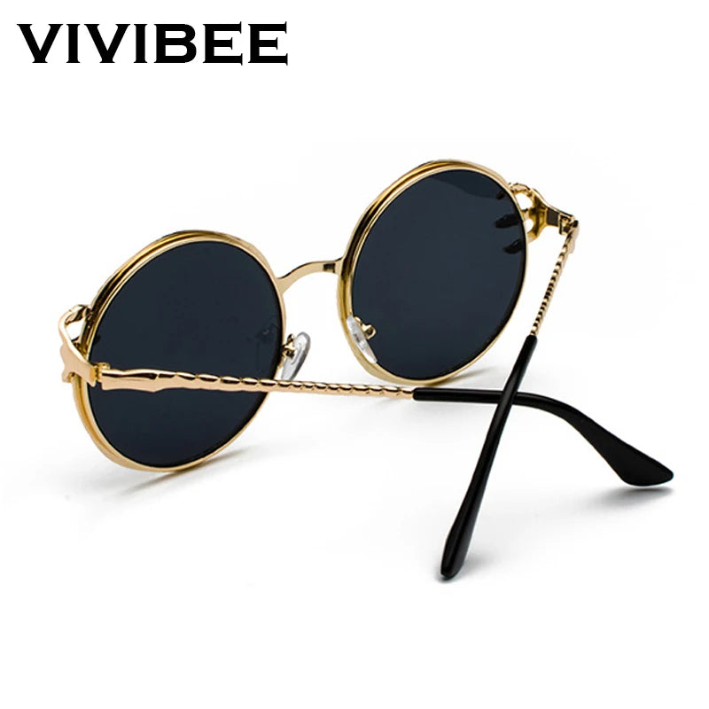 VIVIBEE Retro Skull Claw Round Sunglasses for Women