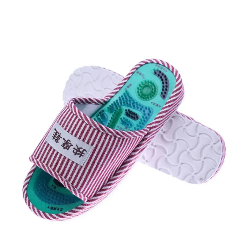 Blue Stripe Health Care Taichi Foot Massage Slippers With Magnet