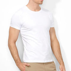 Brand New Men's T Shirt Pure Color Lycra Cotton Short Sleeved T-Shirt Male Round Neck Tops Cotton Bottoming Shirt