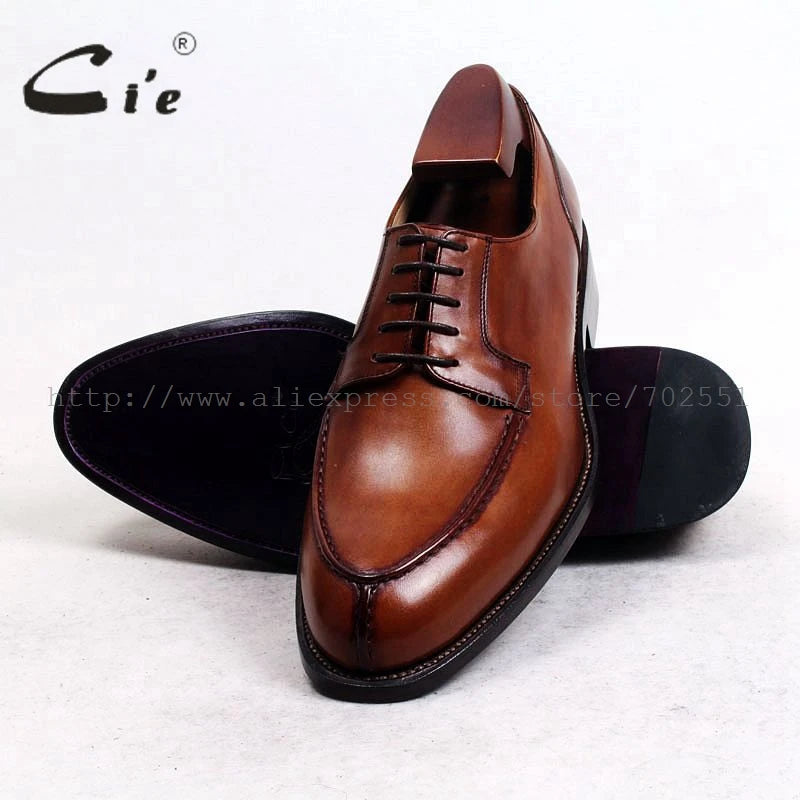 Bespoke Custom Handmade Genuine Calf Leather Outsole Breathable Lacing Men's Derby shoe Brown