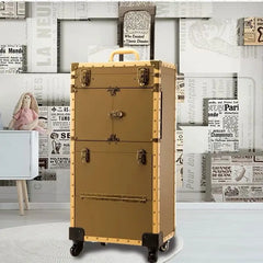 Women large capacity Trolley Cosmetic case Rolling Luggage bag