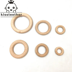 Nature Beech Wooden Ring Teether Baby  Wood Beads