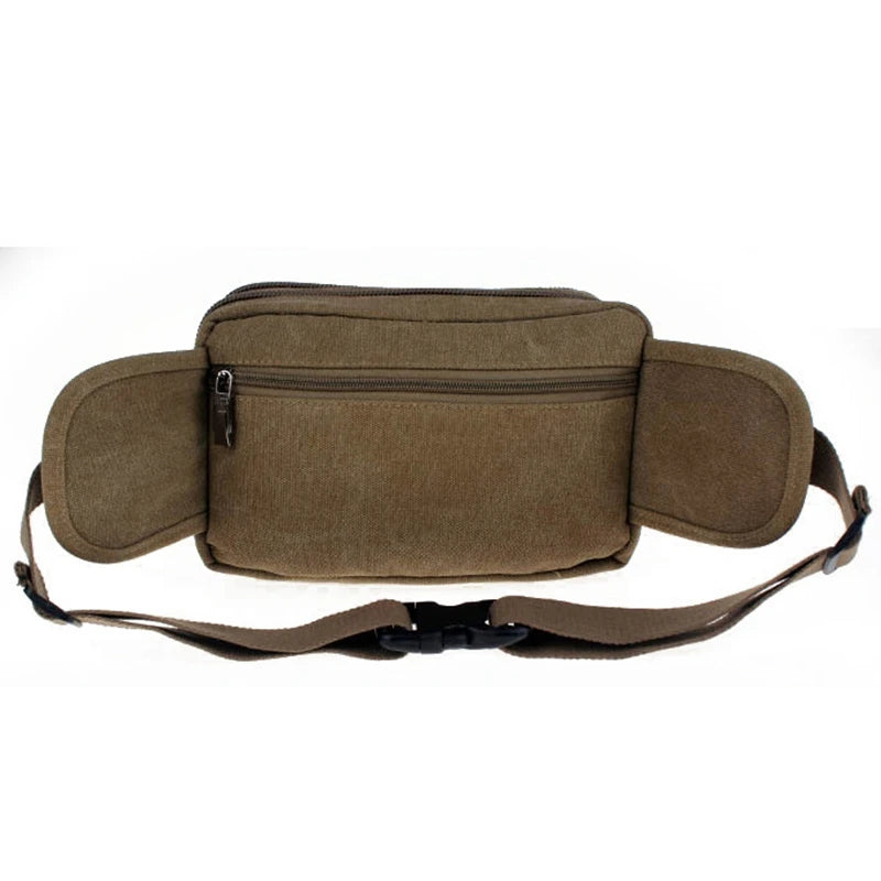 Fashion Casual Canvas Messenger Bags Waist Packs Purse Men Portable Vintage Men Waist Bags Travel Belt Wallets