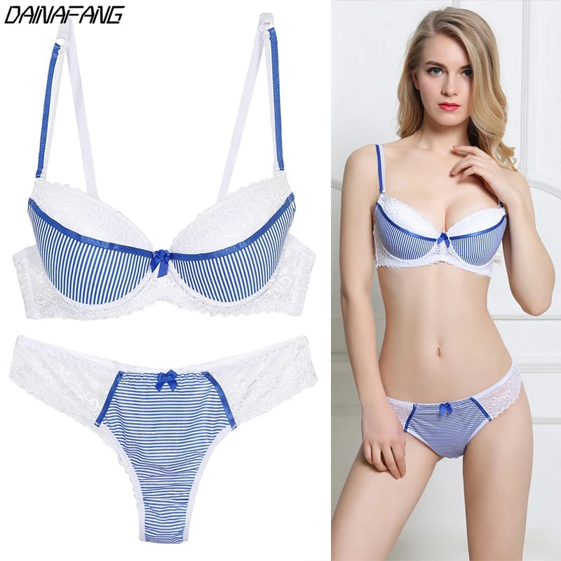 New Push Up Bras Set BCDE Cup Lace Female Plus Size Lingerie Underwear For Young Womens