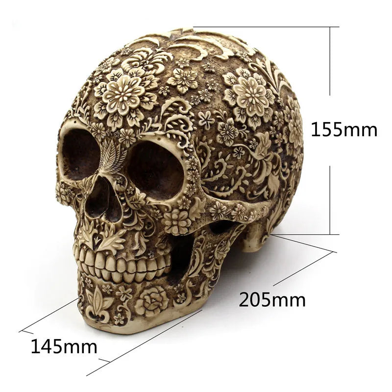 Retro Skull Decor Home Decoration Ornaments Creative Art Carving  Sculptures Skull Model Halloween Gifts