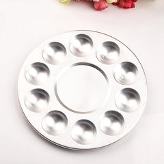 10-Hole Aluminum Circular Palette Art Paint Drawing Tray Color Palettes For Oil Watercolour Painting Pallet Office Supplies