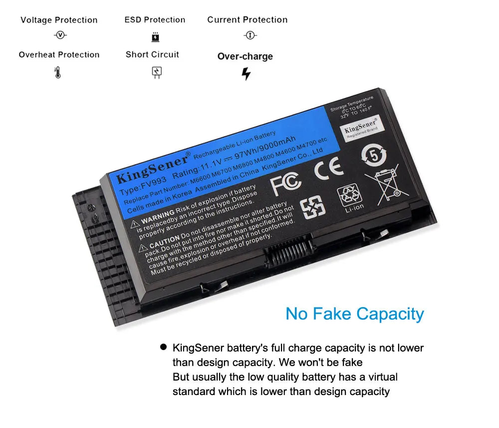 KingSener 9000mAh FV993 Laptop Battery For DELL Precision