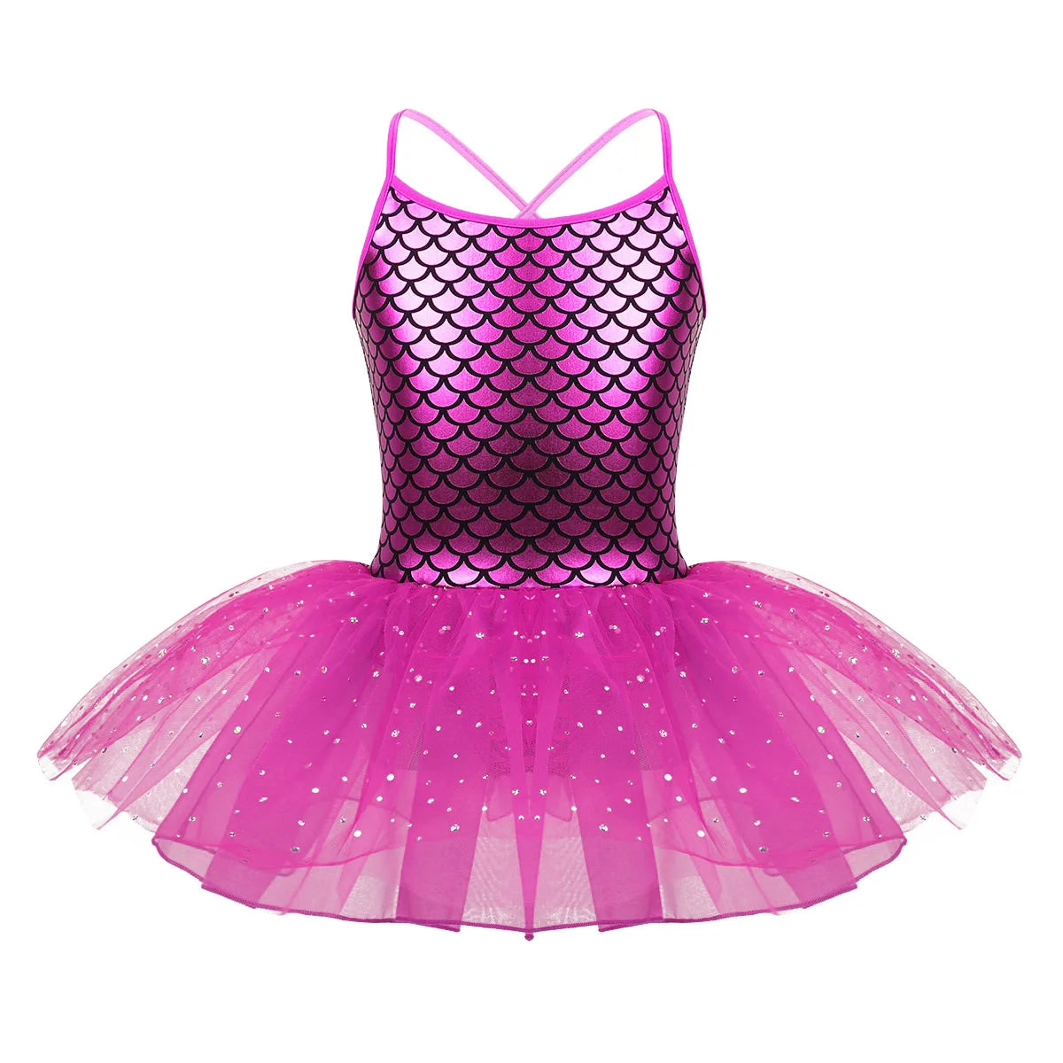 FEESHOW Glitter Mermaid Gymnastics Dress for Toddler Girl Dresses