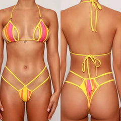 Halter Hollow Out Micro Bikini  New Women's Swimsuit Neon Swimwear Women