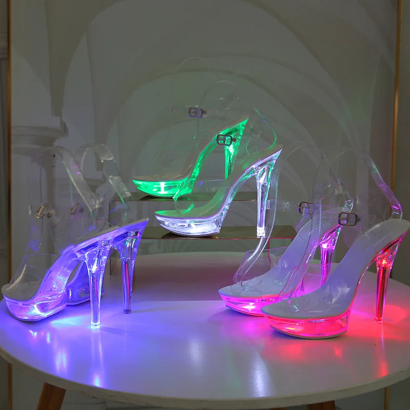 Light Up Glowing Shoes Woman Luminous Clear Sandals Women Platform Shoes