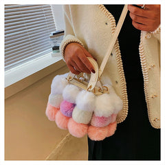 Winter Hot Soft Plush Ball Handbags for Women Luxury Designer Bag