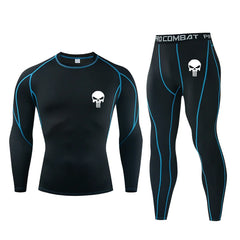 Skull Men's Workout Sports Suit Gym Fitness Compression Spartan Clothes