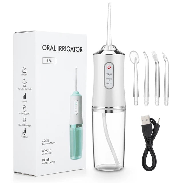 Oral Irrigator +4 Jets 3 Mode USB Rechargeable Water Flosser Portable Dental Water Jet Waterproof Irrigator Dental Teeth Cleaner