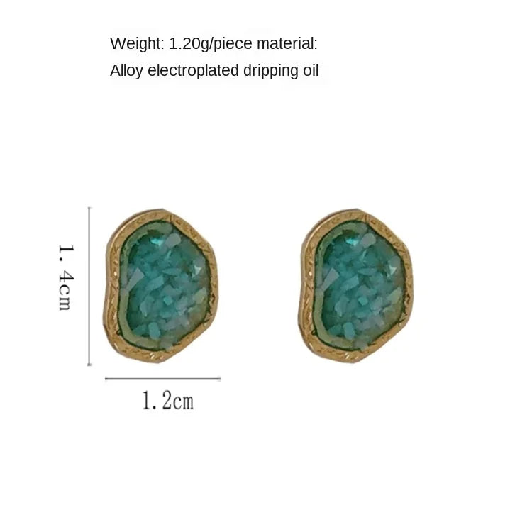 Personality Irregular Shape Round Stone Temperament Ears Clips