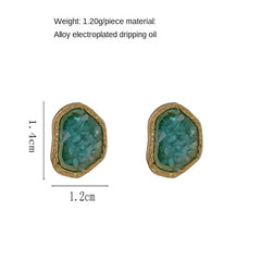 Personality Irregular Shape Round Stone Temperament Ears Clips