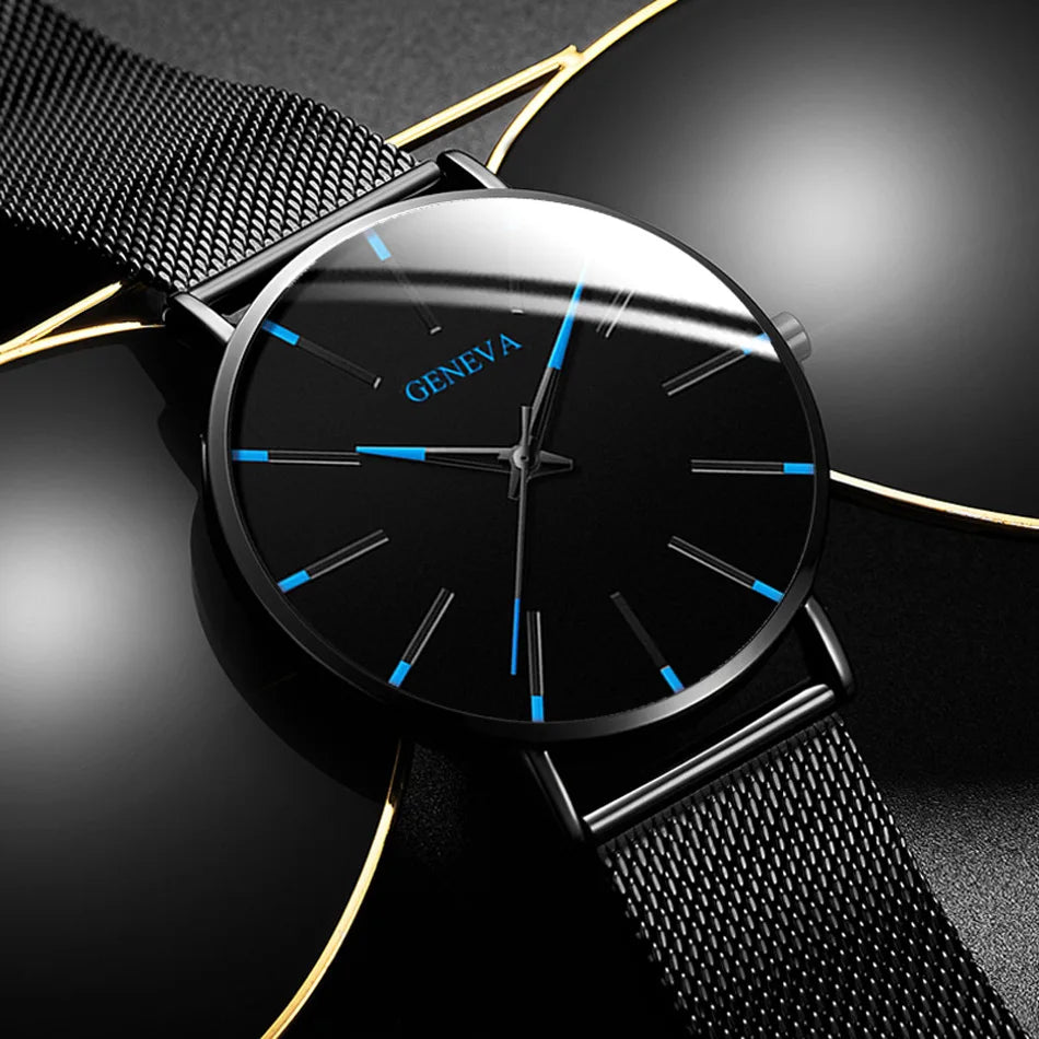 Men Watches Luxury Male Elegant Ultra Thin Watch Men Business Stainless Steel Mesh Quartz Watch