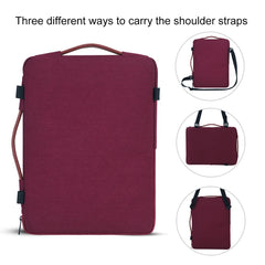 DOMISO Multi-use Strap Laptop Sleeve Bag With Handle For 10" 13" 14" 15.6" 17" Inch Laptop Shockproof Computer Notebook Bag,Red