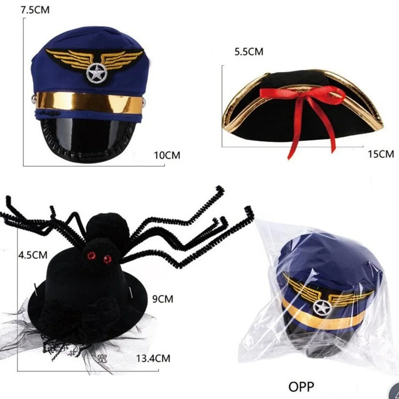 Pet Cat Dog Cap Funny Halloween Pet Product For Photography Cosplay Police Hat