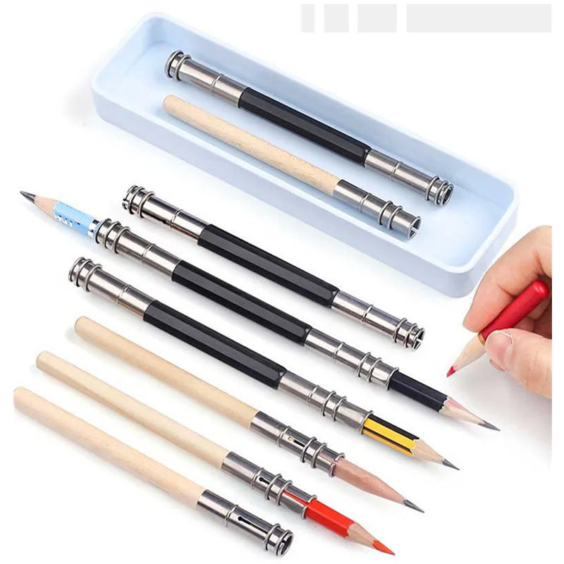 5/10pcs Metal pencil extender pen receiver plain pencil clip double headed pencil extender pencil case kit desenho