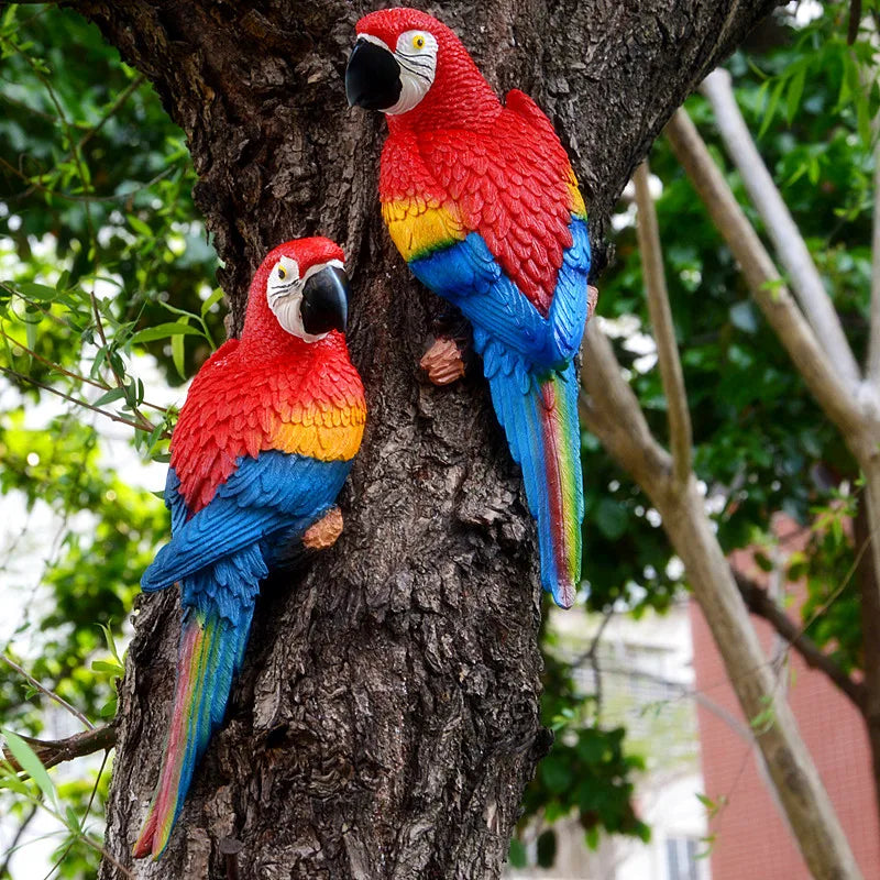 Creative Resin Color Parrot Statue Wall Hang Tree Decorative