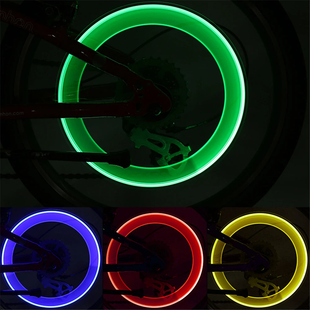 Neon Bike Spoke Light Road Bicycle MTB Motorcycle Car Tire Nozzle Valve Caps Lamp