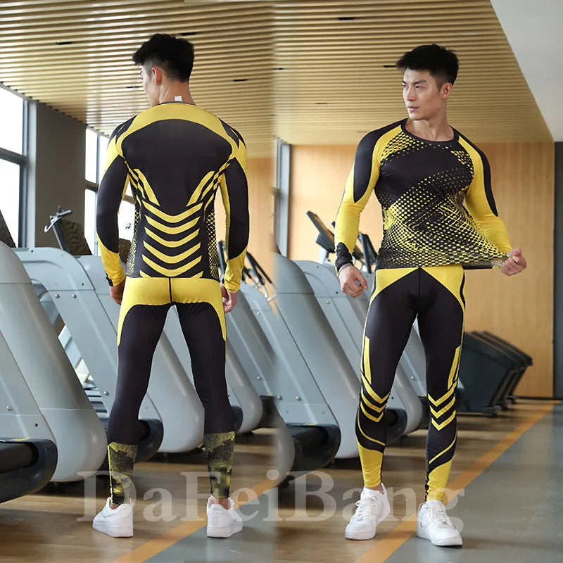 Men's Workout Sports Suit Gym Fitness Compression Clothes Running Jogging Sport Wear