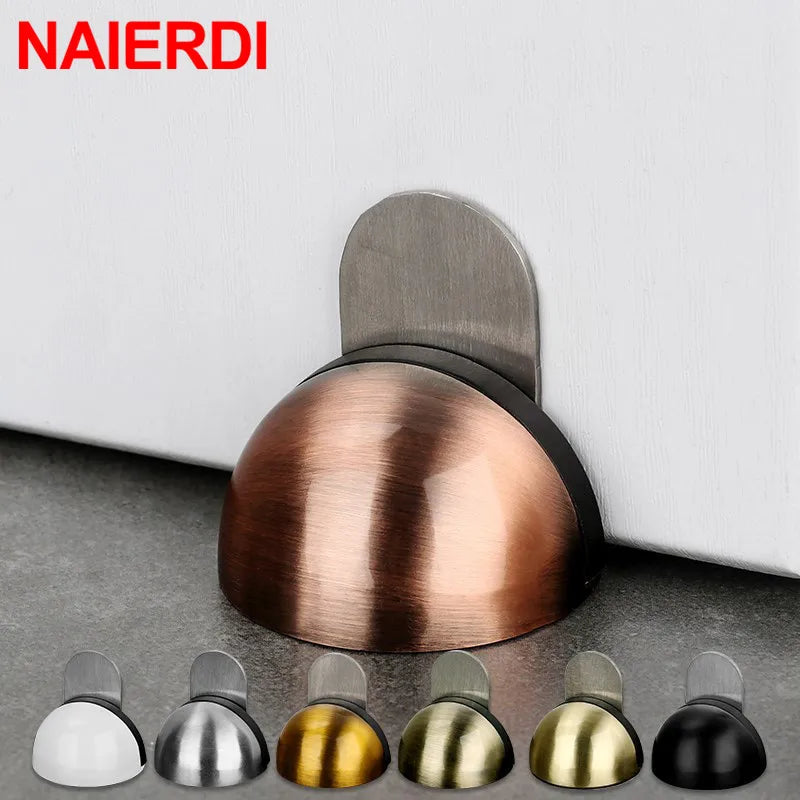 Stainless Steel Rubber Door Stopper Door Holders Catch Floor Mounted Nail-free Door Stops