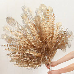 Artificial Flower Peacock Feather Maple Leaf