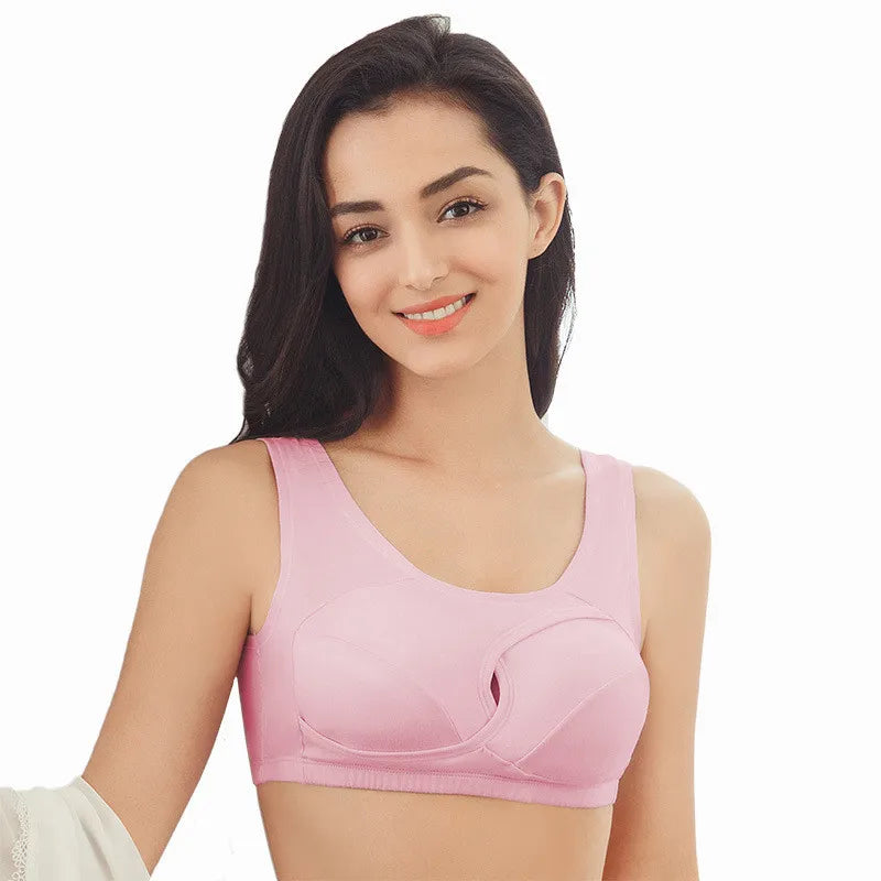 Women Bra Ladies Cotton Quake-Proof Underwear Sleep Tops No Buckles Non Wire Lingerie With Removable Padded