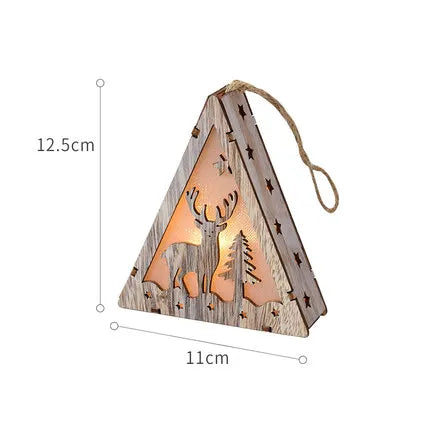 Christmas LED Light Wooden House Luminous Cabin Christmas Decorations Home Decor Night Lamp Pendant Prop