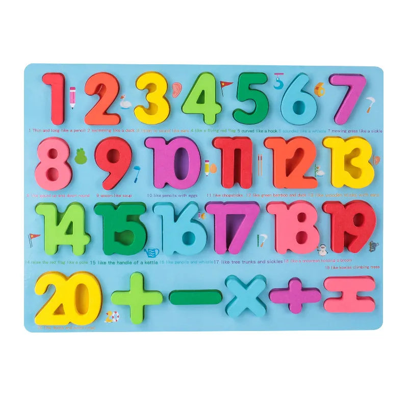 Kids 3D Wooden Puzzle Toys Colorful Number Letter