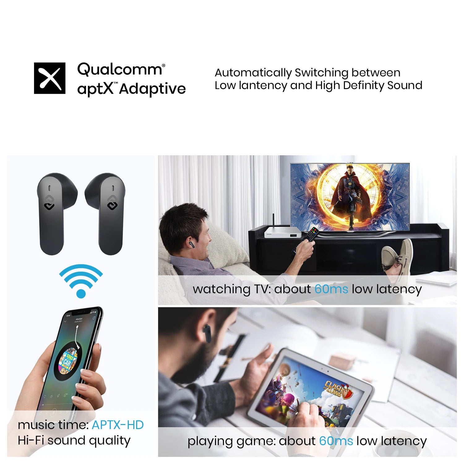 Eppfun Cutemeet 300 Metal Tws Earbuds Qualcomm QCC3040 Aptx Adaptive/AAC  Earphones