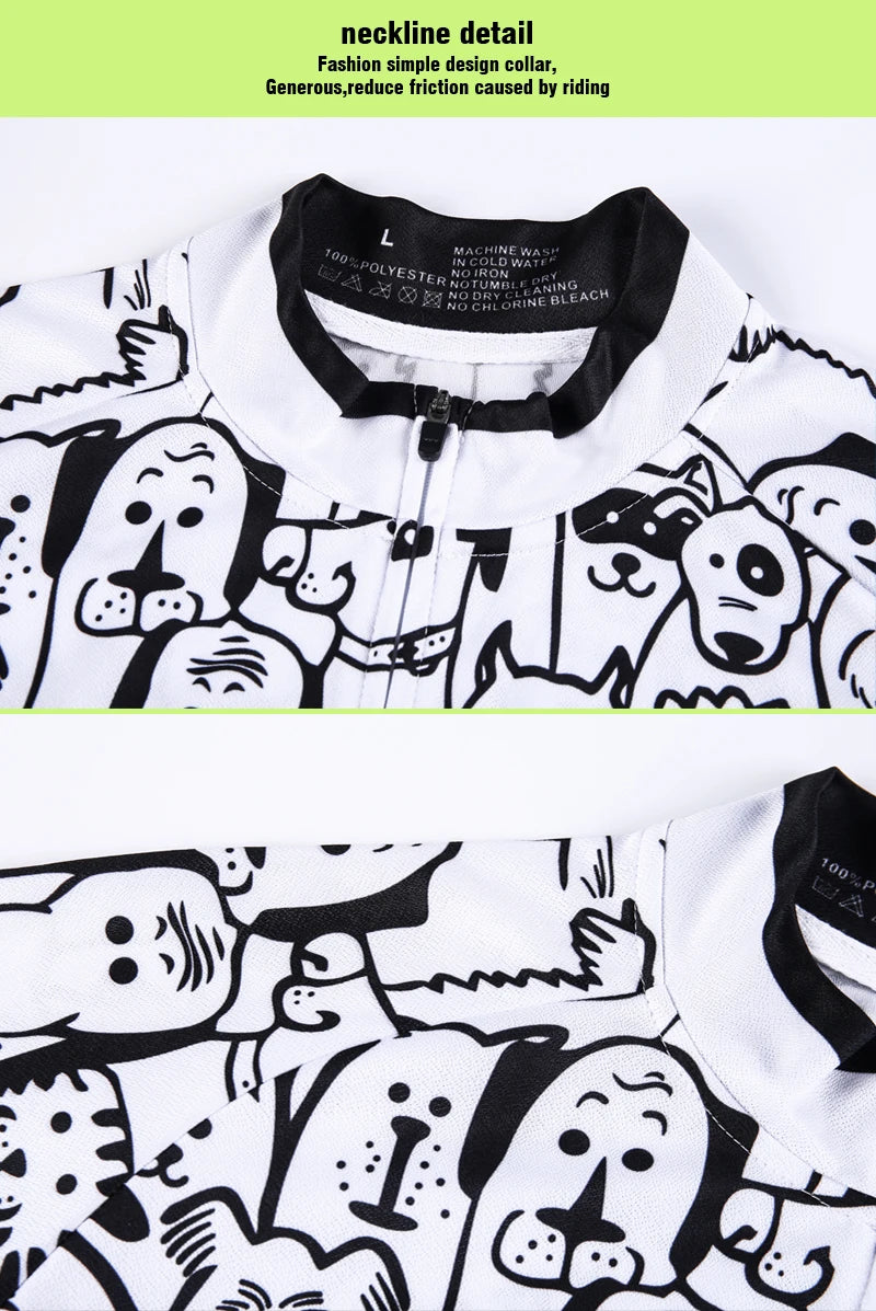 White Cartoon Cat Road Cycling Jersey