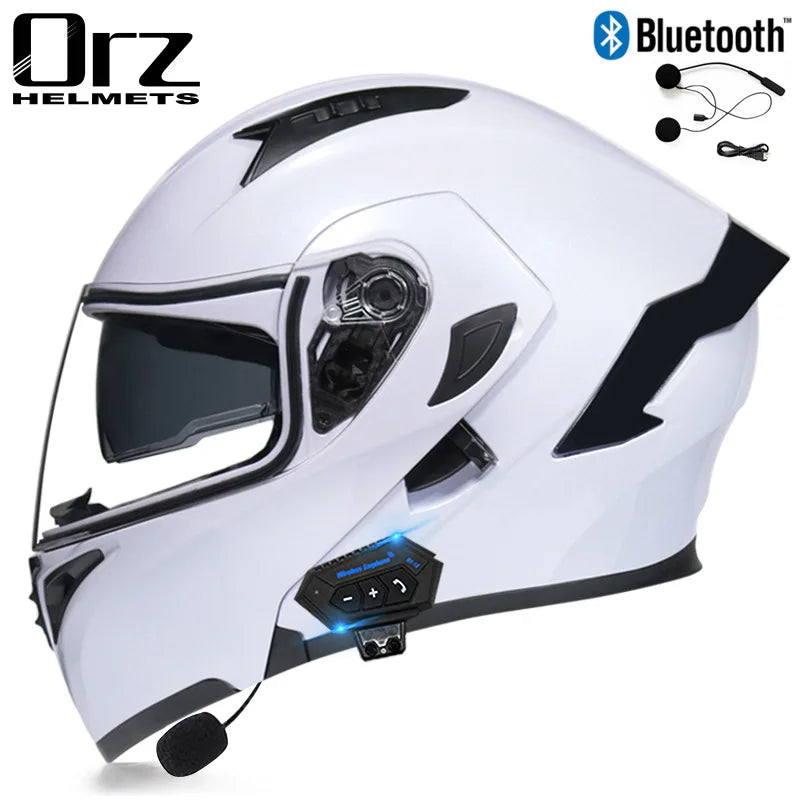 DOT Flip Up Safe Motocross Bluetooth Helmet Motorcycle Modular Dual Lens Motorcycle Helmet