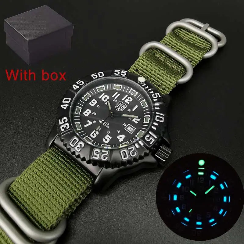 Men's Sports Watch Military Luxury Rotating Bezel Luminous Watch NATO Nylon Strap 50m Waterproof Quartz Dive Watch