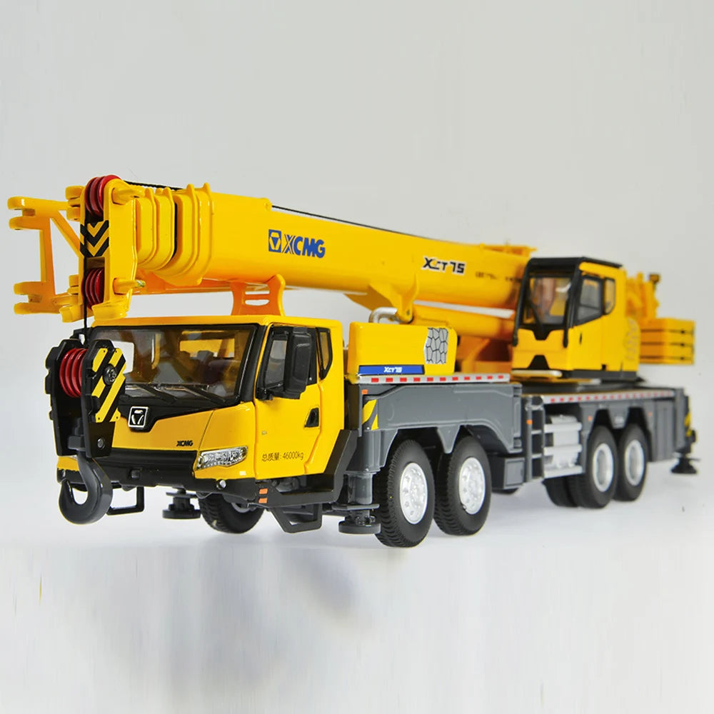 Tons Truck Crane Model Replica  Metal Toys Gifts Yellow 2 Cabs Open Hoist