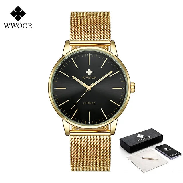 Men Gold Watches  Luxury Brand Men Fashion Quartz Golden Clock Male Simple Sports Waterproof Wrist Watch